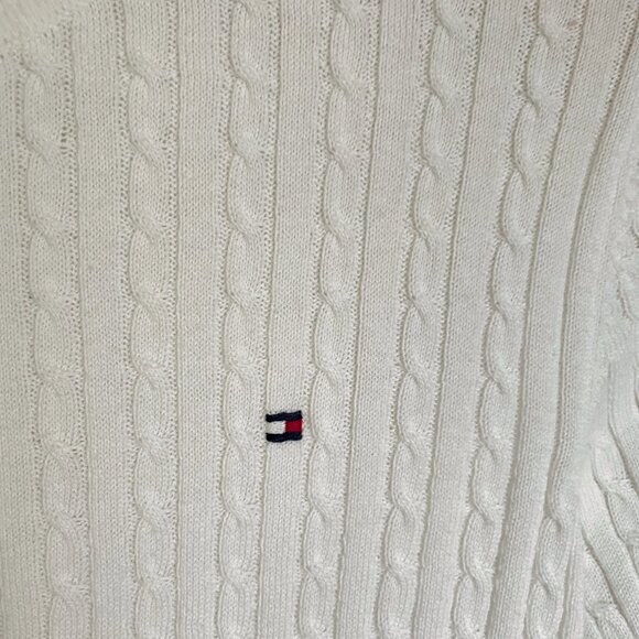 NEW Tommy Hilfiger Womens Cotton Cable Knit Sweater S White Ivory NWOT - Picture 2 of 7